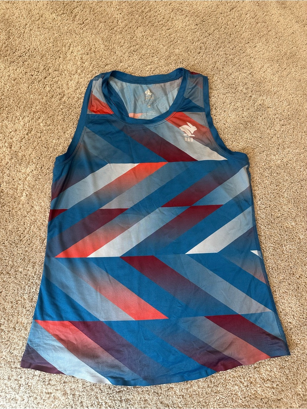 Rabbit-RAD Women’s Blue and Red Geometric Tank Top